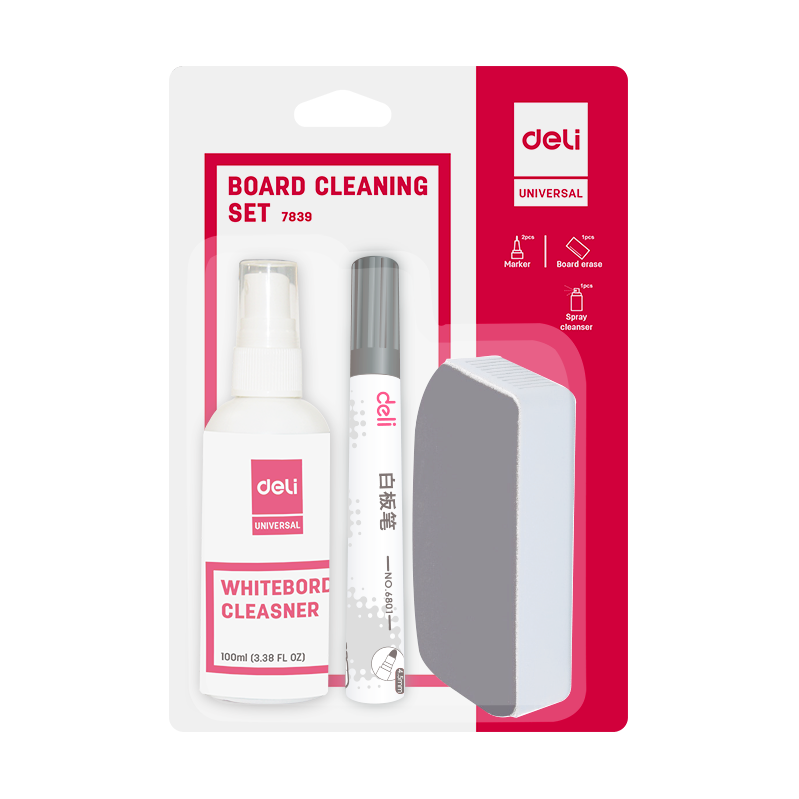 Conjunto de limpeza de quadro branco Deli E7839