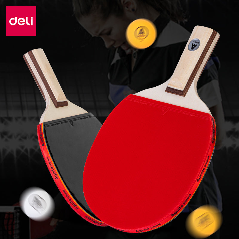 Racket Deli para ténis de mesa (1 Par + 3 Bolas) FG901