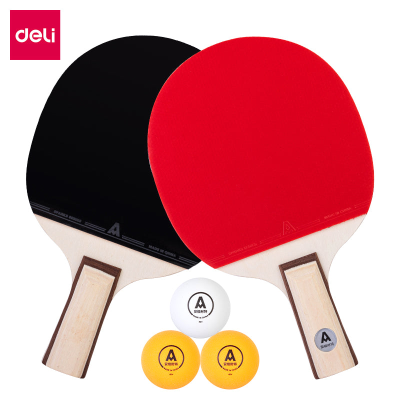 Racket Deli para ténis de mesa (1 Par + 3 Bolas) FG901